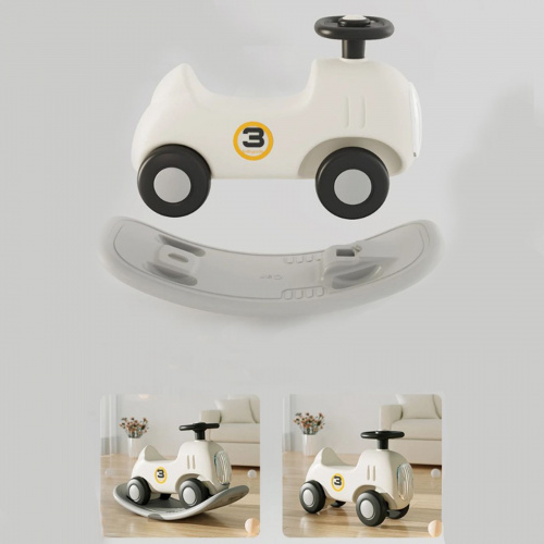 Беговел-качалка-балансборд детский UNIX Kids First Car (3 в 1), игрушка машинка - лошадка, качалка для детей, беговел от 1 года, серый фото 2