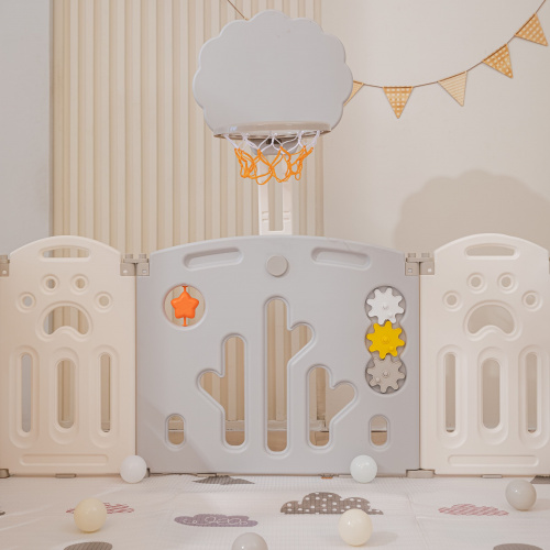 Манеж UNIX Kids DeLuxe Grey, 150 x 180 cм, с баскетбольным кольцом и ковриком, из безопасных материалов фото 10