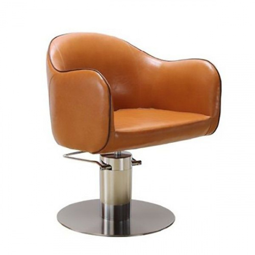 Кресло парикмахерское F-005, чёрный цвет обивки. Основание гидравлика, хромированный круг.