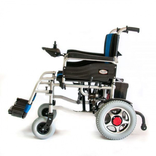 Прокат Кресло-коляска Мега-Оптим PR110 A-46 с электроприводом (сине-черная) фото 13