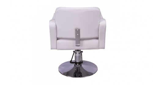 Кресло парикмахерское F-626, белый цвет обивки. Основание гидравлика, хром. фото 3