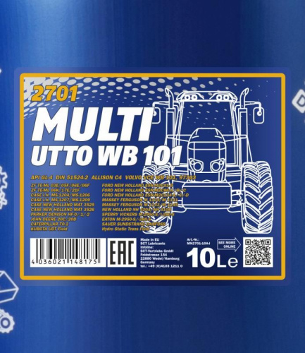 2701 MANNOL MULTI UTTO WB 101 10 л. Минеральное тракторное масло фото 2