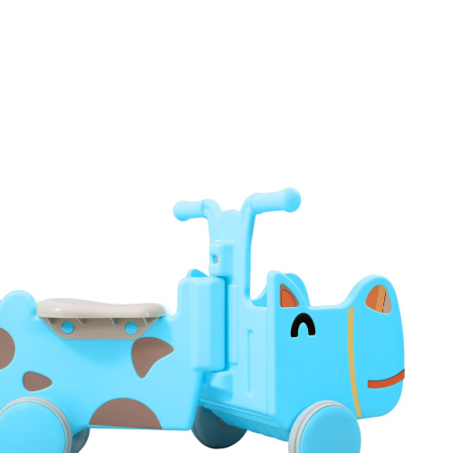 Машинка - каталка для детей с корзиной для игрушек UNIX Kids Hippo с ручками, для дома и улицы, беговел, от 1 года, до 40 кг, 31х68x26 см, голубой фото 9