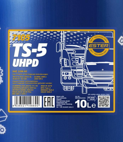 7105 MANNOL TS-5 UHPD 10W40 10 л. Полусинтетическое моторное масло 10W-40 фото 2