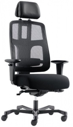 Кресло DISPATCHER AIR 2202-2H кожа подголовник/Back: M2465 mesh/Seat: KR PURE fabric/ АЛ Крестовина