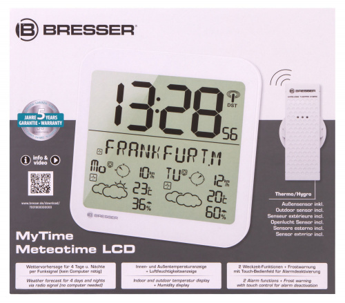 Часы настенные Bresser MyTime Meteotime LCD, белые фото 19