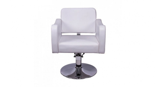Кресло парикмахерское F-626, белый цвет обивки. Основание гидравлика, хром.