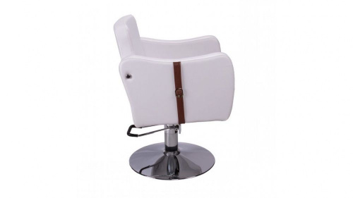 Кресло парикмахерское F-626, белый цвет обивки. Основание гидравлика, хром. фото 2