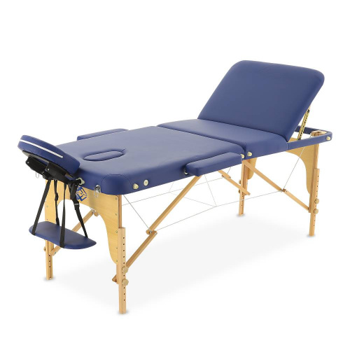 Мед-Мос стол массажный переносной с деревянной рамой JF-AY01 3-секционный синий фото 3