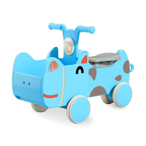 Машинка - каталка для детей с корзиной для игрушек UNIX Kids Hippo с ручками, для дома и улицы, беговел, от 1 года, до 40 кг, 31х68x26 см, голубой фото 7