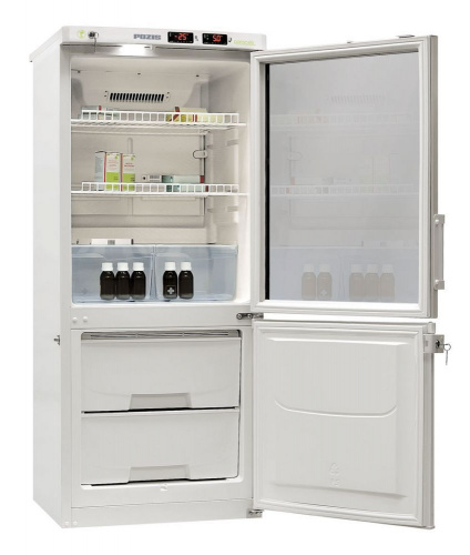 Холодильник «POZIS» ХЛ-250 с одной стеклянной тонированной и одной металлической дверью