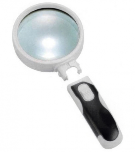 Лупа Kromatech ручная круглая 5x, 75 мм, с подсветкой (2 LED), черно-белая 77375B