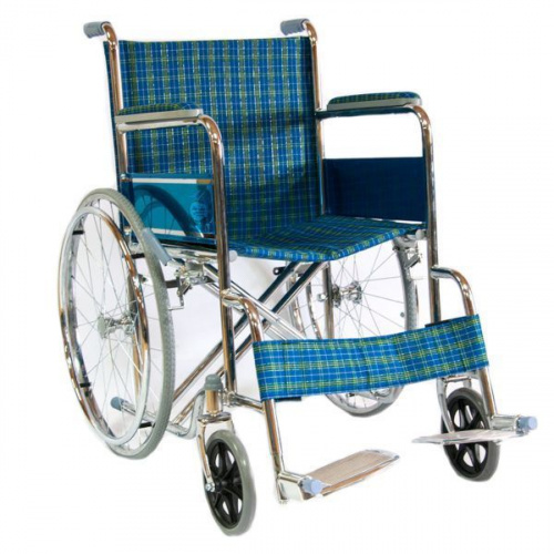 Кресло-коляска FS874-41 складная (41 см) синяя клетка