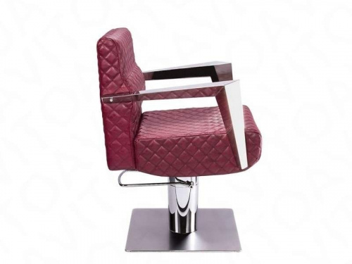 Кресло парикмахерское F-624, бордовый цвет обивки. Основание гидравлика, хром. фото 3