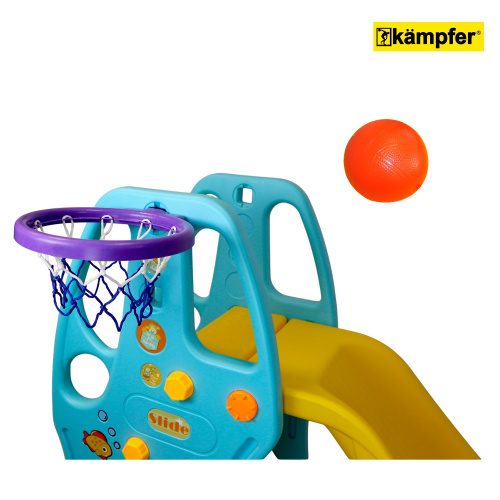 Пластиковая горка с баскетбольным кольцом Kampfer Amber Slide (голубой/желтый) фото 8