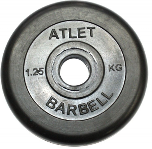 MB Barbell Диски обрезиненные, чёрного цвета, 26 мм, Atlet MB-AtletB26-1,25