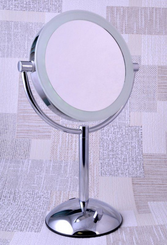 Зеркало настольное косметическое 10358 ED19T51CH-SCL 2-стор. 10-кр.ув.,19 см, с LED-подсветкой, 4 АА бат, USB-шнур фото 2