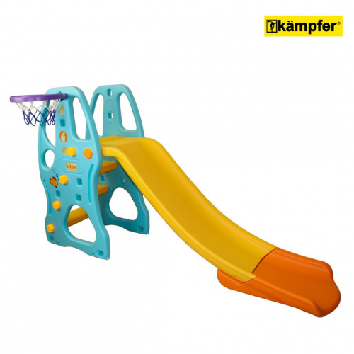 Пластиковая горка с баскетбольным кольцом Kampfer Amber Slide (голубой/желтый)