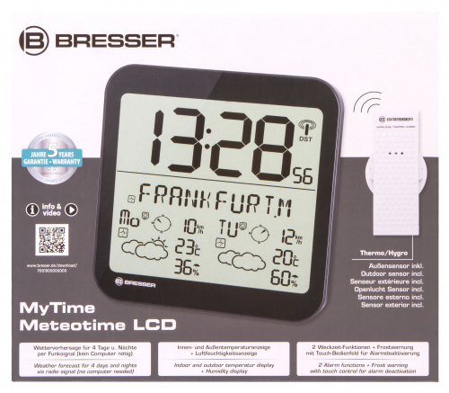 Часы настенные Bresser MyTime Meteotime LCD, черные фото 17