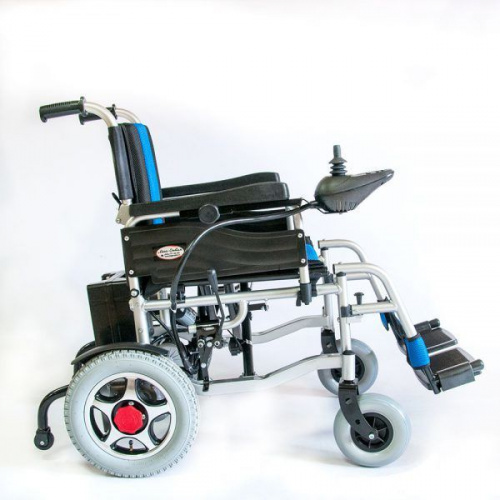 Прокат Кресло-коляска Мега-Оптим PR110 A-46 с электроприводом (сине-черная) фото 18