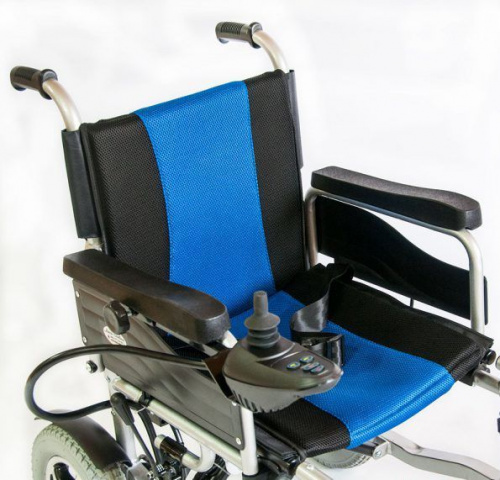 Прокат Кресло-коляска Мега-Оптим PR110 A-46 с электроприводом (сине-черная) фото 6
