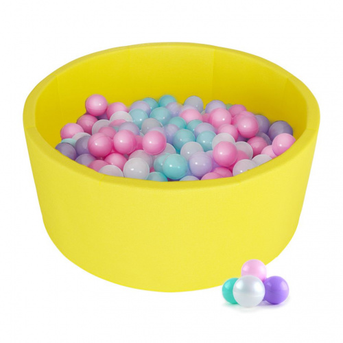 Детский сухой бассейн Kampfer Pretty Bubble (Желтый + 200 шаров розовый/мятный/жемчужный/сиреневый)