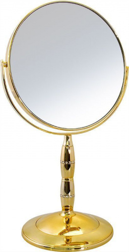Зеркало косметическое Weisen B7"8088 G10/ Gold наст кругл 2-стор 10-кр.ув.18 см фото 2