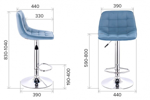 Барный стул Everprof Cooper Ткань Голубой фото 2