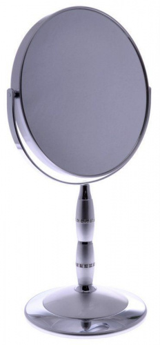 Зеркало косметическое Weisen B7"8088 S3/C Silver наст кругл 2-стор 5-кр.ув.18 см с крист фото 2