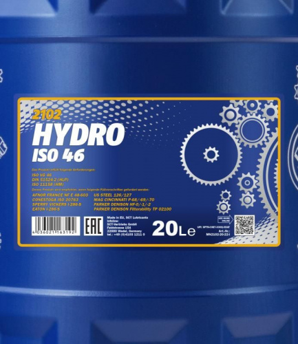 2102 MANNOL HYDRO ISO 46 20 л. Гидравлическое масло фото 2