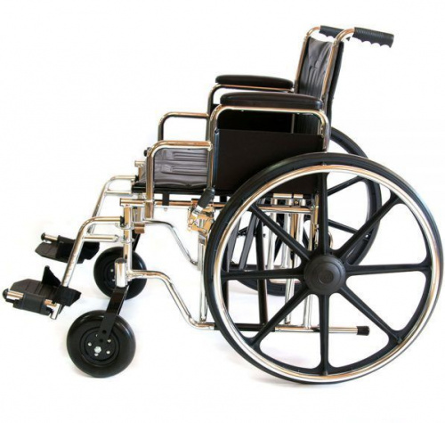 Мега Оптим Кресло-коляска механическая 711AE (61см) (кож.зам) колеса литые фото 2
