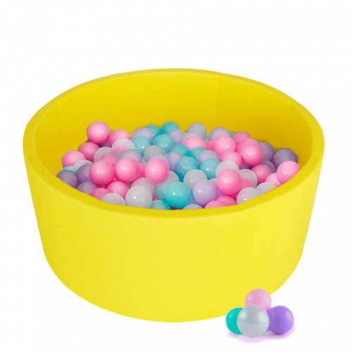 Детский сухой бассейн Kampfer Pretty Bubble (Желтый + 200 шаров розовый/мятный/жемчужный/сиреневый) фото 8