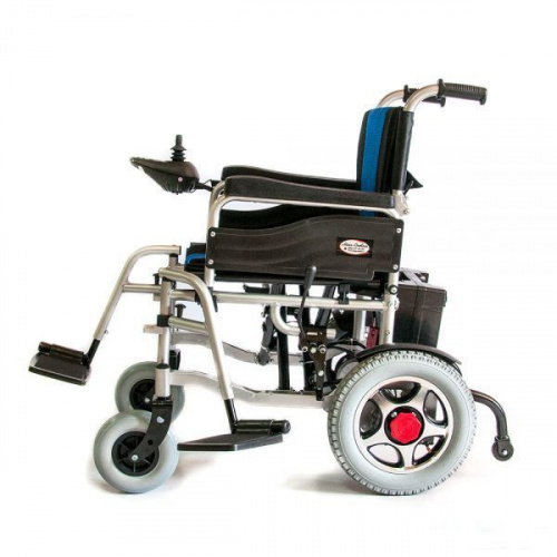 Прокат Кресло-коляска Мега-Оптим PR110 A-46 с электроприводом (сине-черная) фото 14